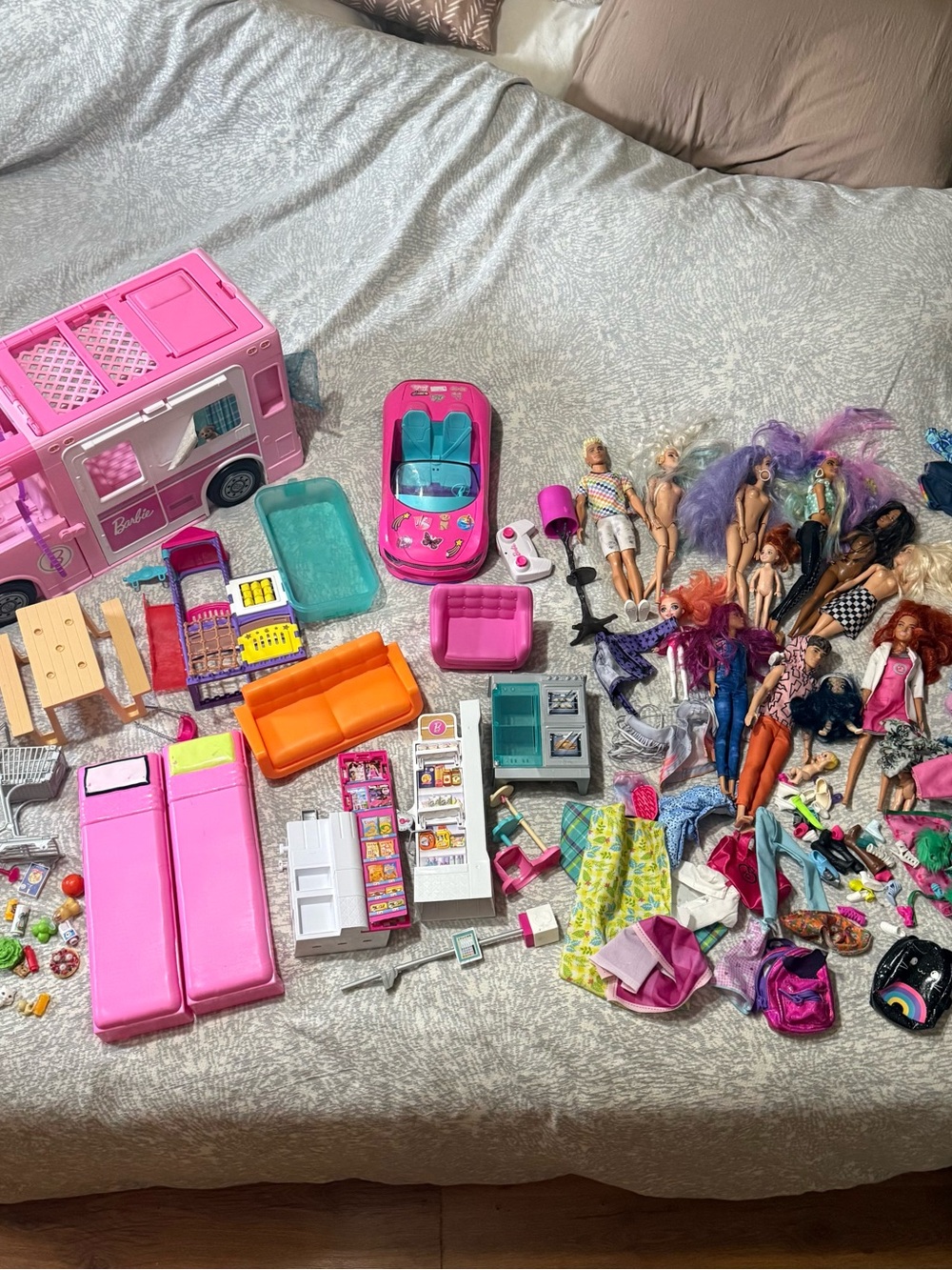 Barbie Camper Remote Control Car Doll Lot Bundle